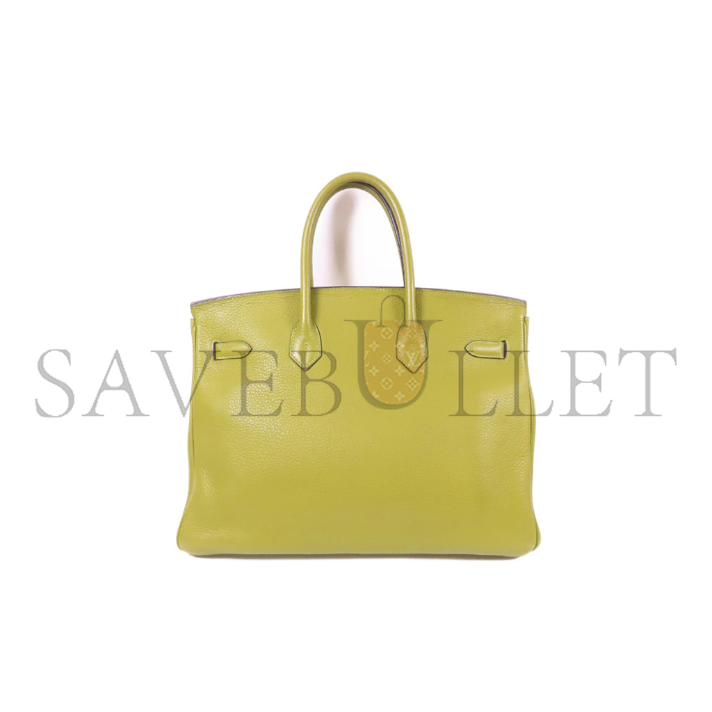 HERMES MASTER CLEMENCE LEATHER BIRKIN 30 WITH GOLD BUCKLE VERT ANIS HANDBAG (30*23*15cm)